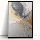 Framed abstract wall art featuring dynamic black strokes on a white background, showcasing a modern design ideal for contemporary decor in living spaces or offices.