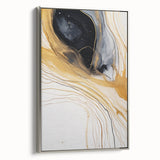 Framed abstract wall art featuring dynamic silver strokes on a canvas, showcasing a contemporary design perfect for modern interiors and art enthusiasts.