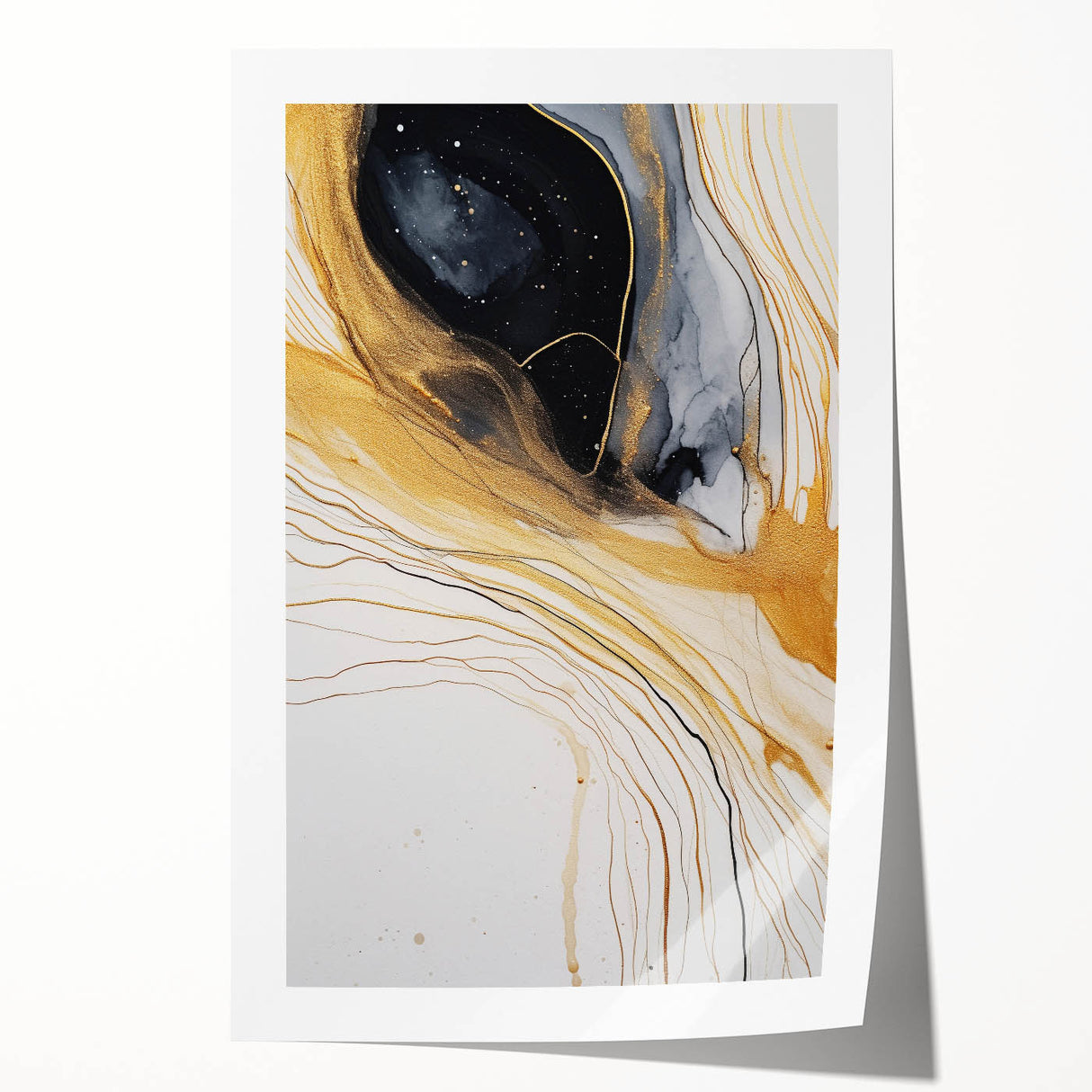Abstract wall art print showcasing vibrant brush strokes in shades of blue, pink, and yellow, designed to enhance modern decor. Ideal for living spaces or offices.