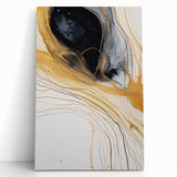 Abstract strokes wall art on stretched canvas, showcasing vibrant colors and dynamic shapes, perfect for modern home decor, set against a neutral background.