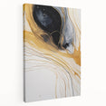 Abstract strokes wall art on stretched canvas showcasing vibrant colors and dynamic patterns, ideal for modern home decor. Side view highlights depth and texture.