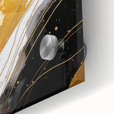 Close-up view of an abstract strokes wall art piece, showcasing vibrant acrylic colors on glass, ideal for modern decor and artistic interiors.