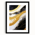 Abstract wall art featuring bold, colorful strokes in a black frame with a white mat, ideal for modern home decor. This piece adds a vibrant touch to any room.