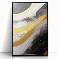 Framed acrylic wall art featuring abstract strokes in black and white, showcasing a modern design. Ideal for contemporary home decor and art enthusiasts.
