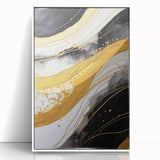 Framed abstract wall art featuring vibrant strokes of blue, yellow, and pink on a white background, perfect for modern home decor and artistic expression.