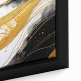 Close-up of framed abstract strokes wall art on canvas, showcasing vibrant colors and dynamic brushwork, perfect for modern home decor.
