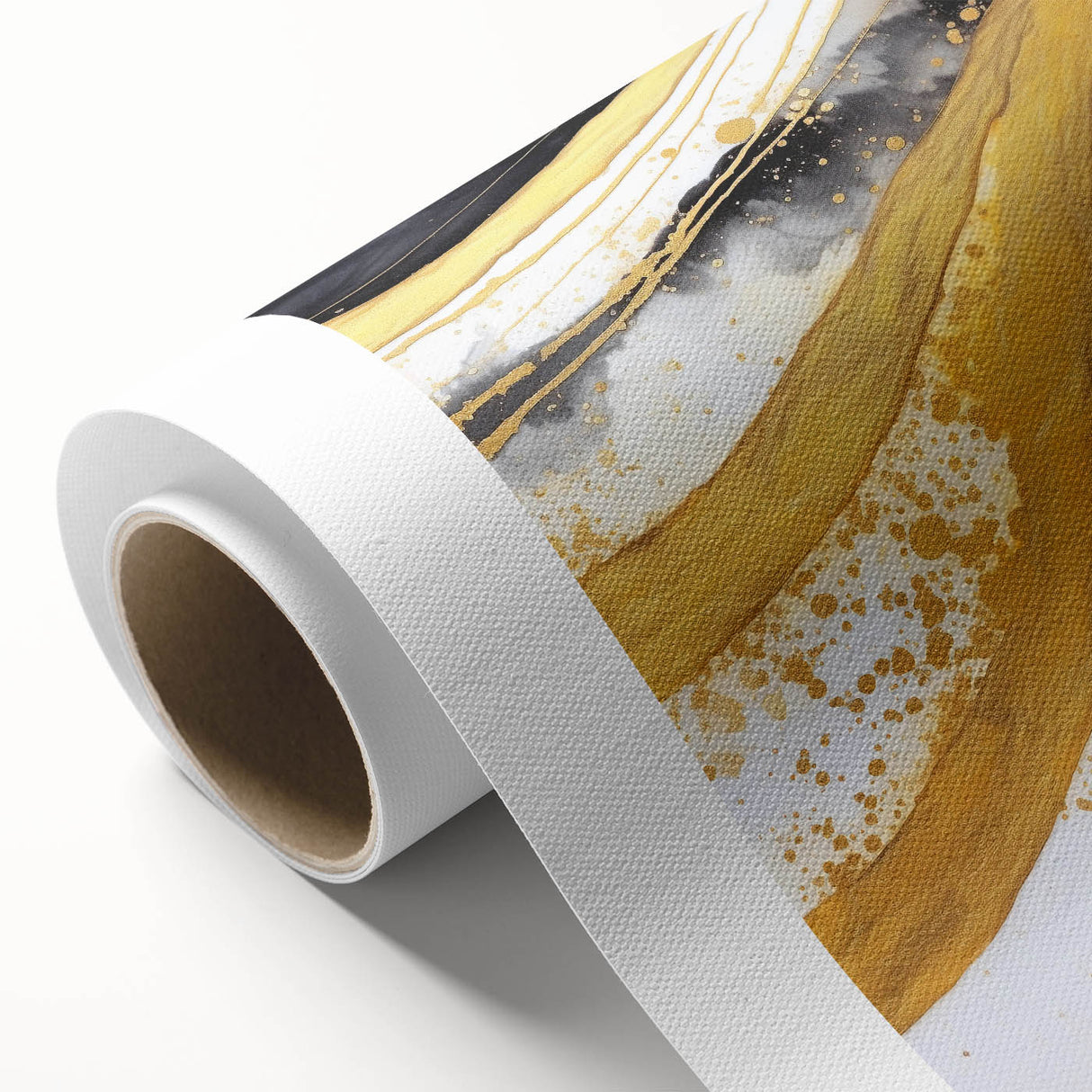 Abstract canvas wall art displaying vibrant strokes in shades of blue, orange, and yellow, ideal for modern home decor. Rolled for easy framing, this artwork adds a dynamic touch to any space.