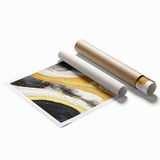 Abstract wall art print showcasing vibrant, layered strokes in bold colors, rolled for easy shipping and ideal for modern home decor. Perfect for adding a contemporary touch to any space.