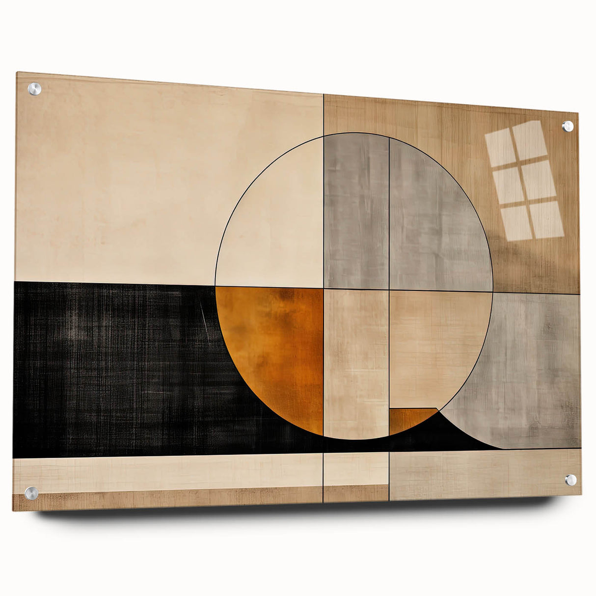 Abstract wall art featuring vibrant strokes in bold colors, displayed on acrylic glass with metal pins, ideal for modern home decor and artistic interiors.