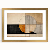 Abstract strokes wall art framed with a gold mat, showcasing vibrant colors and dynamic shapes, perfect for modern home decor or office settings.