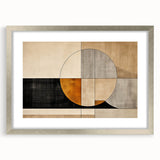 Abstract strokes wall art framed in silver with a mat, showcasing a modern design featuring vibrant colors and fluid shapes, perfect for contemporary decor.