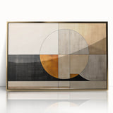 Framed abstract wall art featuring gold and black strokes on a white background, designed to enhance modern home decor aesthetics. Ideal for living rooms or offices.