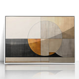 Framed abstract wall art featuring colorful strokes in shades of blue, pink, and yellow on a white background, perfect for modern home decor. Ideal for adding a vibrant touch to living spaces or art galleries.