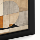 Abstract wall art featuring vibrant strokes of blue, orange, and yellow on a textured canvas, framed elegantly for modern home decor. Ideal for enhancing living spaces.