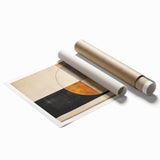 Abstract wall art print featuring vibrant strokes in shades of blue, orange, and yellow, showcasing a contemporary design ideal for modern home decor.