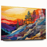 Abstract wall art featuring vibrant strokes in blue, orange, and yellow hues displayed in an acrylic glass frame, showcasing a modern artistic design ideal for contemporary decor.