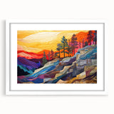 Abstract strokes wall art framed with a white mat, showcasing a modern design with vibrant colors and dynamic patterns, ideal for contemporary home decor.