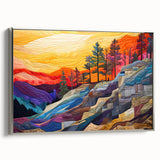 Abstract wall art featuring vibrant strokes in shades of blue, pink, and gold, framed in silver, showcasing a modern design perfect for contemporary decor.