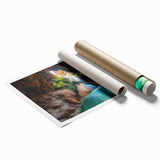 Vibrant rolled print of a stunning cave landscape, showcasing rich colors and intricate details, elegantly packaged in a protective cardboard tube for safe delivery.