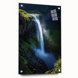 Acrylic painting of dramatic cliffs set against a blue sky, showcasing vibrant colors and intricate details. Ideal for wall decor in modern interiors, enhancing any space.