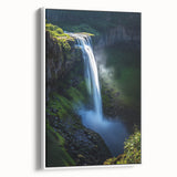 Framed canvas artwork depicting a stunning landscape of cliffs under a vibrant blue sky, showcasing intricate details and textures, perfect for home decor.