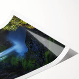 Vibrant rolled print showcasing a stunning cliff landscape with dramatic rock formations, ideal for home decor, delivered in a protective cardboard tube.