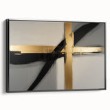 Modern Abstract Bedroom Wall Art - Black and Gold Canvas Print
