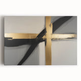 Modern Abstract Bedroom Wall Art - Black and Gold Canvas Print