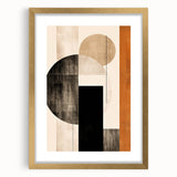 Modern Dining Room Wall Art - Geometric Black Beige & Orange Print