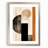 Modern Dining Room Wall Art - Geometric Black Beige & Orange Print