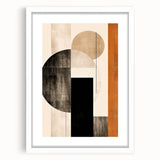 Modern Dining Room Wall Art - Geometric Black Beige & Orange Print