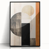 Modern Dining Room Wall Art - Geometric Black Beige & Orange Print