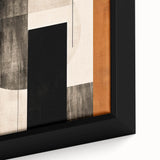 Modern Dining Room Wall Art - Geometric Black Beige & Orange Print