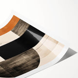 Modern Dining Room Wall Art - Geometric Black Beige & Orange Print