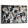 Bold Abstract Living Room Wall Art – Black, White & Gold Canvas