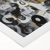 Bold Abstract Living Room Wall Art – Black, White & Gold Canvas