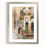 Abstract architecture wall art featuring sleek silver framing and a white mat, showcasing geometric shapes and lines, perfect for modern decor.