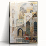 Framed abstract architecture wall art in silver acrylic, showcasing geometric patterns and modern design elements, perfect for contemporary home decor.