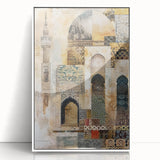 Framed abstract architecture wall art in white acrylic, showcasing geometric shapes and lines, perfect for modern home decor or office environments.