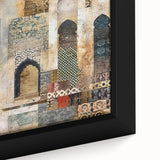 Abstract architecture wall art in a modern frame, showcasing intricate geometric patterns and a vibrant color palette, perfect for contemporary decor.