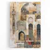 Stretched canvas artwork showcasing abstract architectural design in muted tones, ideal for modern decor. Perfect for enhancing living spaces with contemporary style.