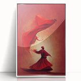Framed abstract figurative wall art in white acrylic, showcasing vibrant colors and dynamic shapes, perfect for modern home decor or office spaces.