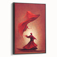 Framed abstract figurative wall art in a black setting, showcasing vibrant colors and dynamic shapes, perfect for modern home decor and artistic expression.