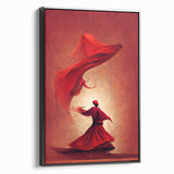 Framed abstract figurative wall art in a black setting, showcasing vibrant colors and dynamic shapes, perfect for modern home decor and artistic expression.