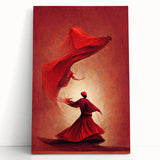 Abstract figurative wall art on stretched canvas, showcasing vibrant colors and dynamic shapes, leaning against a minimalist backdrop, ideal for modern decor.
