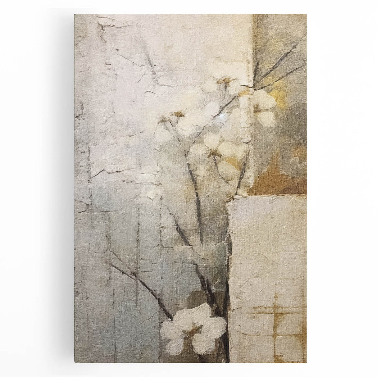 Abstract floral wall art on stretched canvas, showcasing vibrant colors and intricate designs, perfect for modern home decor. Ideal for living rooms and art enthusiasts.