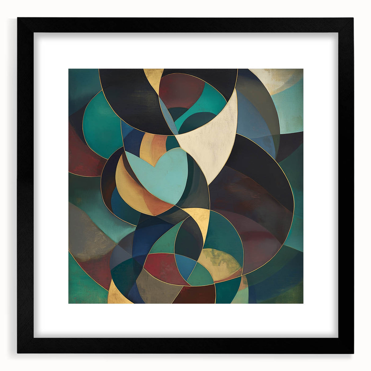 Abstract geometric frame in black, showcasing a modern design with a mat finish, ideal for contemporary decor and art display. Perfect for enhancing any interior space.