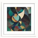 Abstract geometric frame with a white mat, showcasing a modern design in a front view, ideal for contemporary home decor and art display.