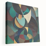 Abstract geometric canvas artwork in vibrant colors, showcasing a modern design with sharp angles and dynamic shapes, ideal for contemporary home décor.