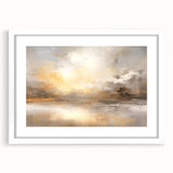 Abstract landscape wall art featuring vibrant colors and fluid shapes, framed with a white mat, ideal for modern home decor and artistic interiors.